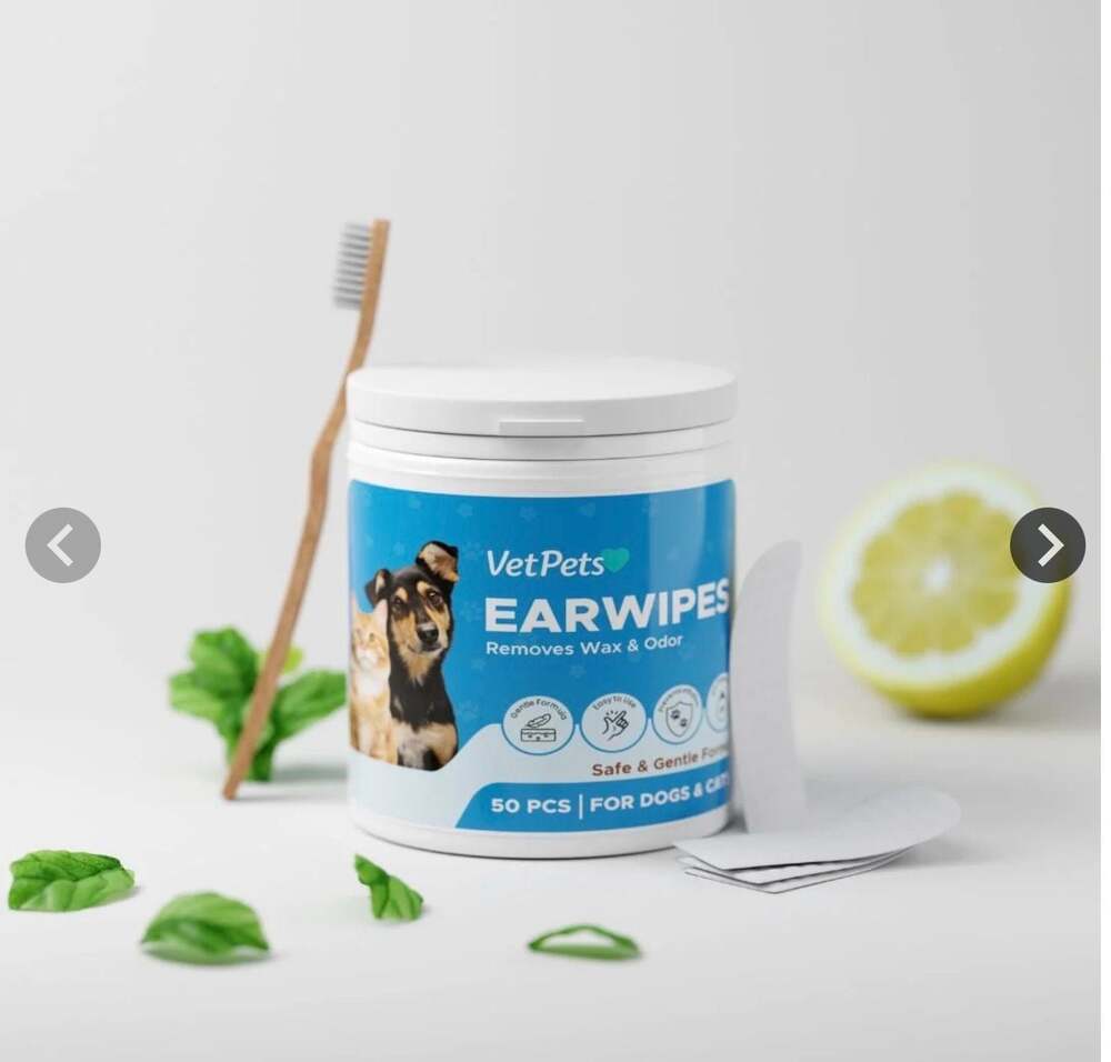 VetPets EarWipes - Pet Ear Cleaner for Dogs and Cats (50 Count)